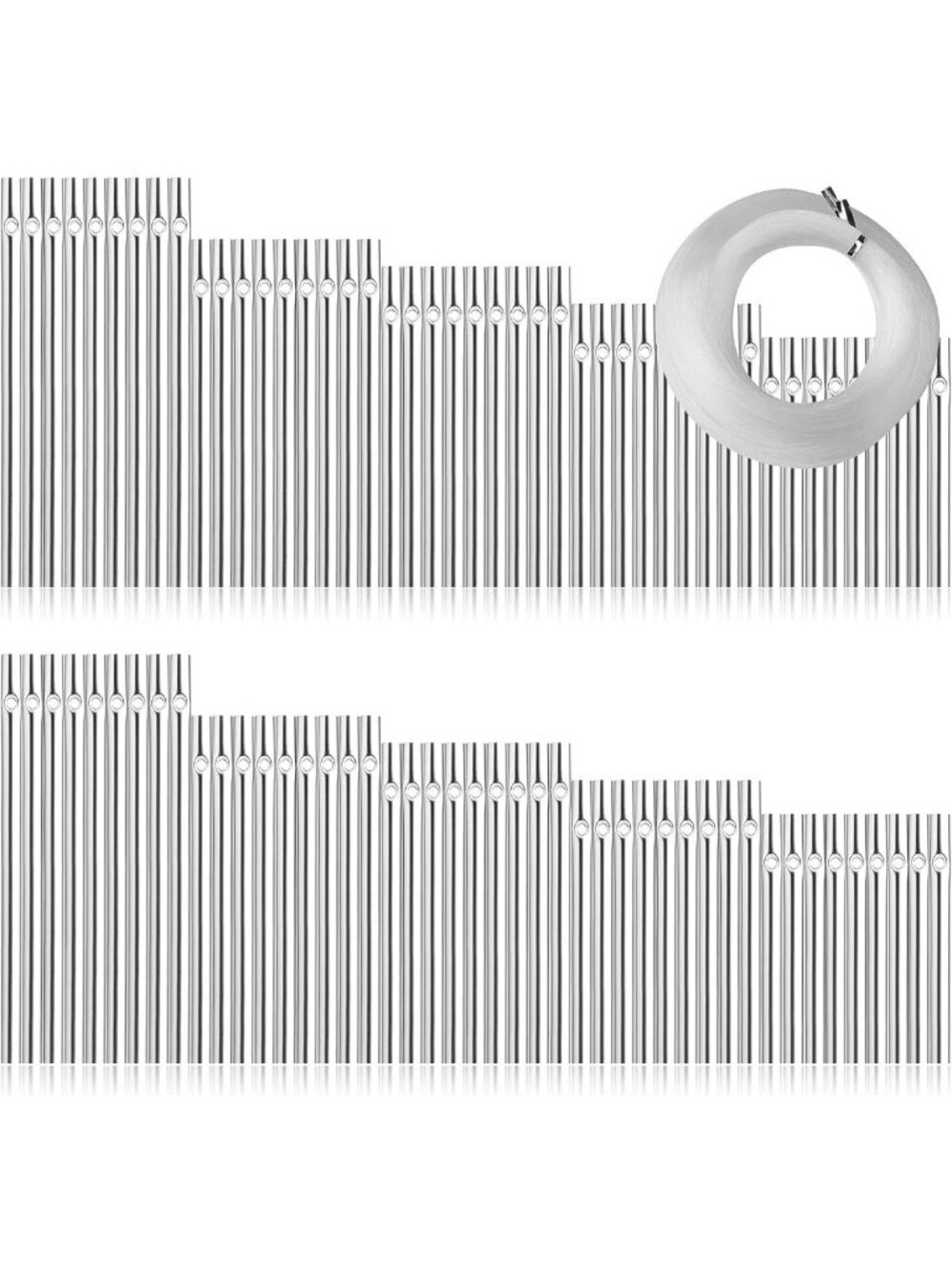 90pcs Wind Chime Tubes for Outdoor Decor - 5 Lengths, 150 Yards Line, DIY Craft
